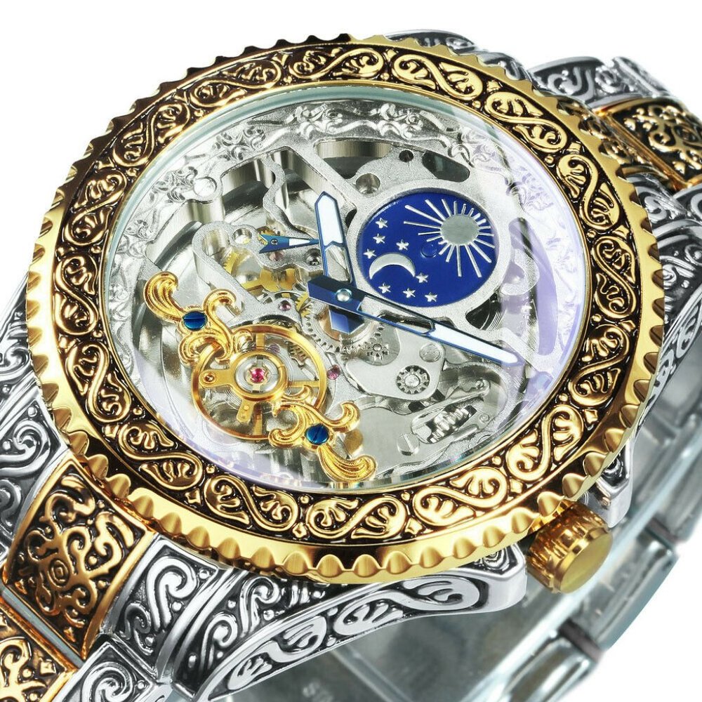 Luxury Men's watches Forsining Skeleton Carved Tourbillon Mechanical  on ebay